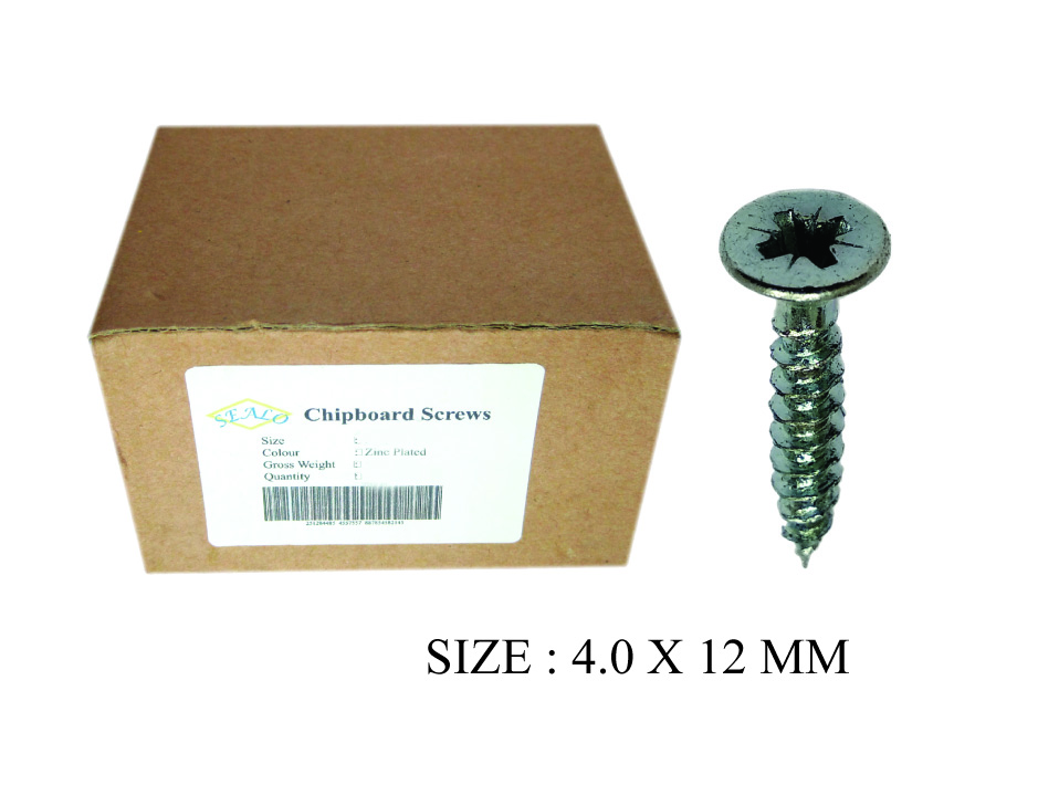 CHIPBOARD SCREW CSK 4.0X12MM 1000PCS PKT