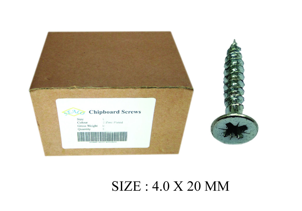 CHIPBOARD SCREW CSK 4.0X20MM 1000PCS PKT