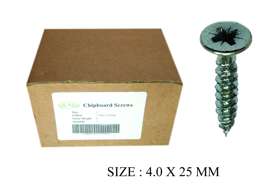 CHIPBOARD SCREW CSK 4.0X25MM 1000PCS PKT