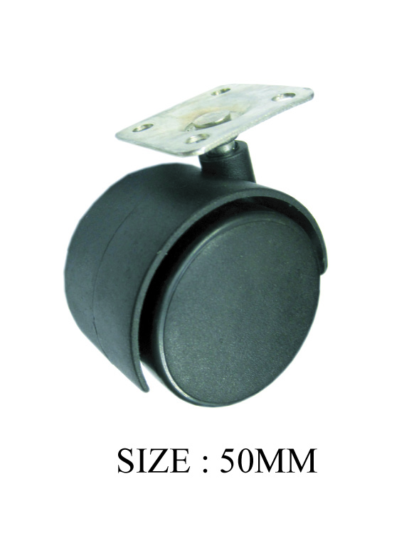 CASTER WHEEL PVC BLACK WITH PLATE SWV WOB 50MM