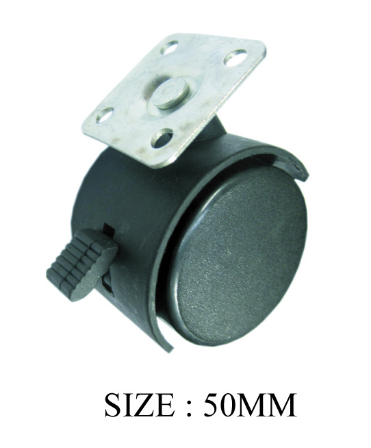 CASTER WHEEL PVC BLACK WITH PLATE SWV WB 50MM