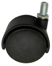 CASTER WHEEL PVC BLACK WITH 10MM BOLT SWV WOB 50MM