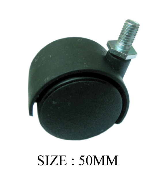 CASTER WHEEL PVC BLACK WITH 8MM BOLT SWV WOB 50MM