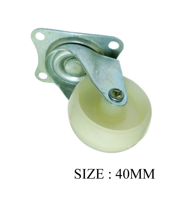 WHITE CASTER WHEEL SWV TYPE WITH PLATE WOB 40MM