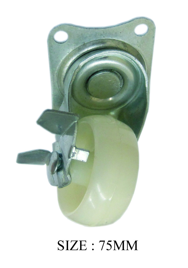 WHITE CASTER WHEEL SWV TYPE WITH PLATE WB 75MM