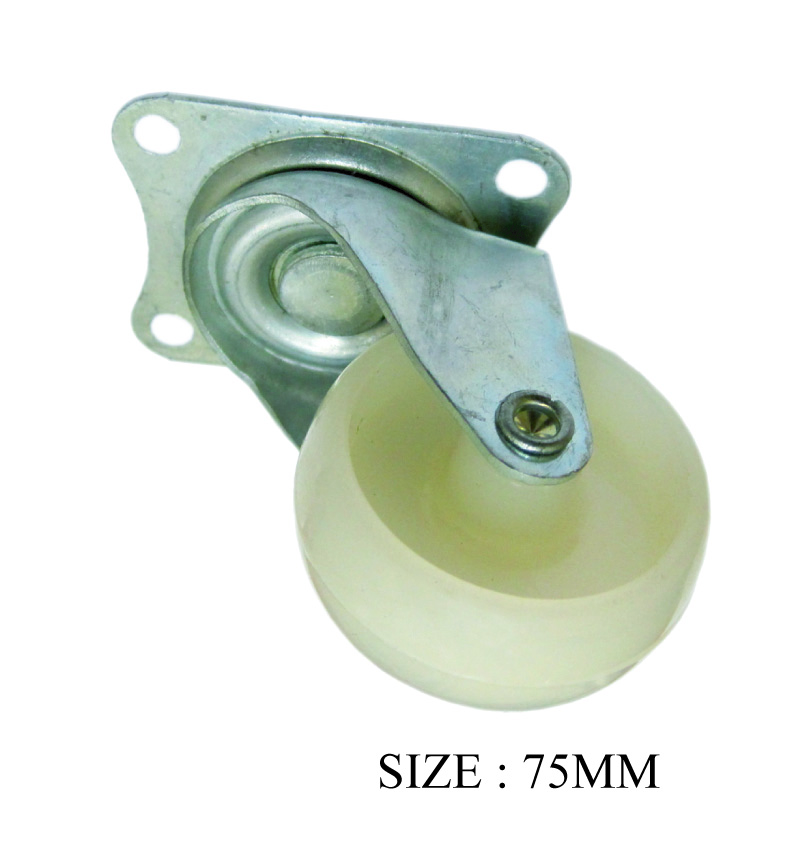 WHITE CASTER WHEEL SWV TYPE WITH PLATE WOB 75MM