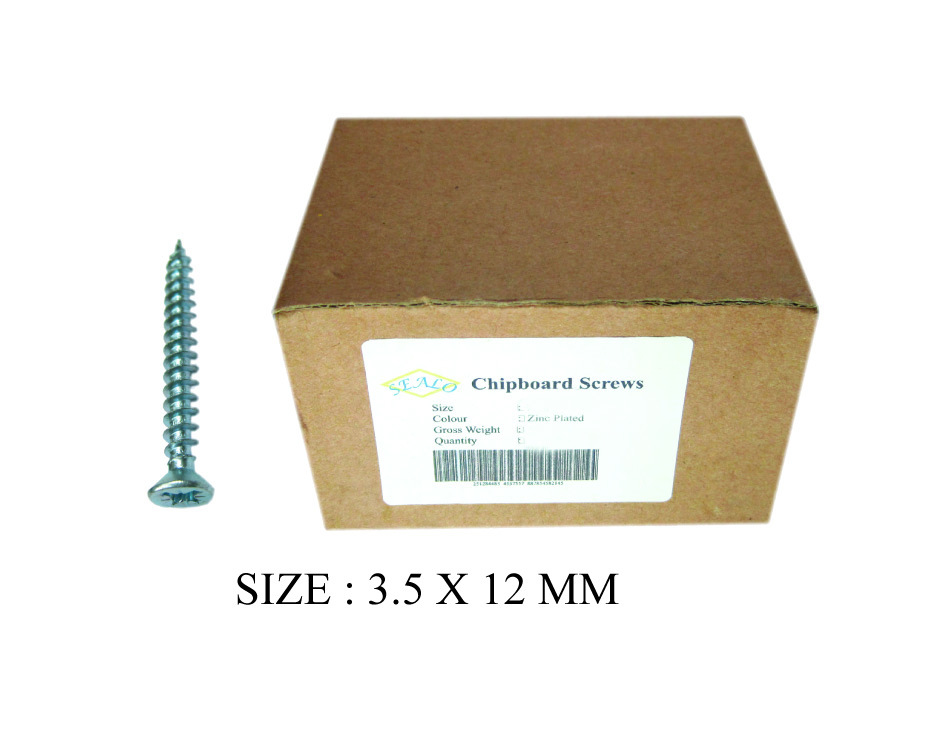 CHIPBOARD SCREW 3.5X12MM 1000PCS BOX