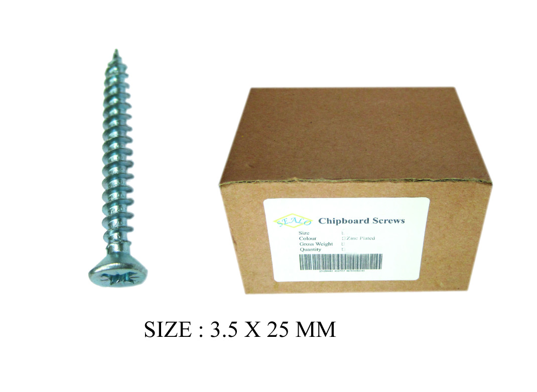 CHIPBOARD SCREW 3.5X25MM 1000PCS BOX