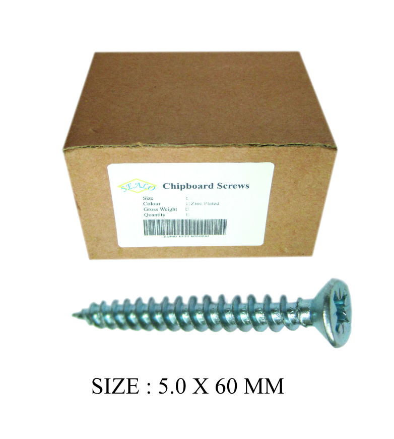 CHIPBOARD SCREW 5.0X60MM 250PCS BOX