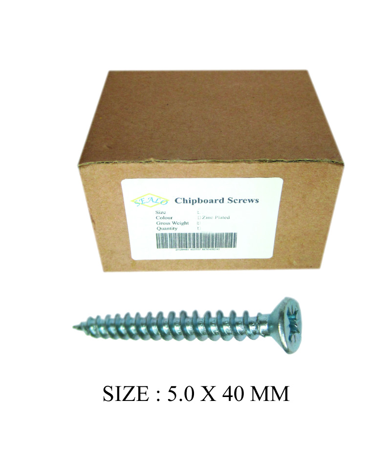 CHIPBOARD SCREW 5.0X40MM 500PCS BOX