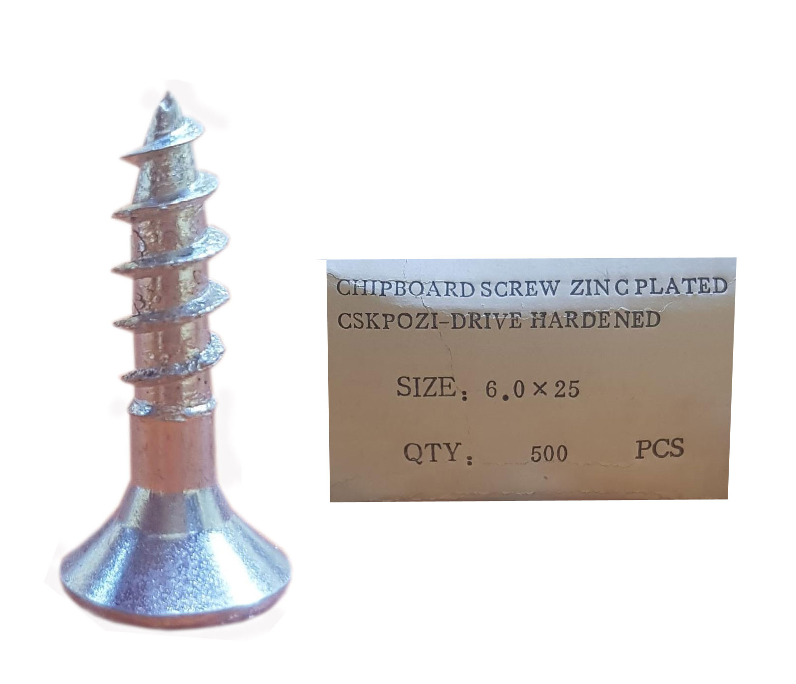 CHIPBOARD SCREW CSK 6.0X25MM 500PCS BOX