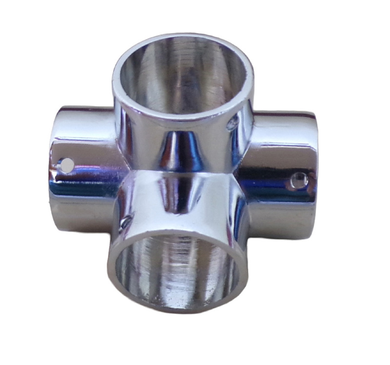 CHROME PIPE FITTINGS 4-WAY K 25MM